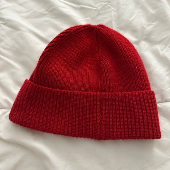 Polo Red Knit Beanie with Bear Patch